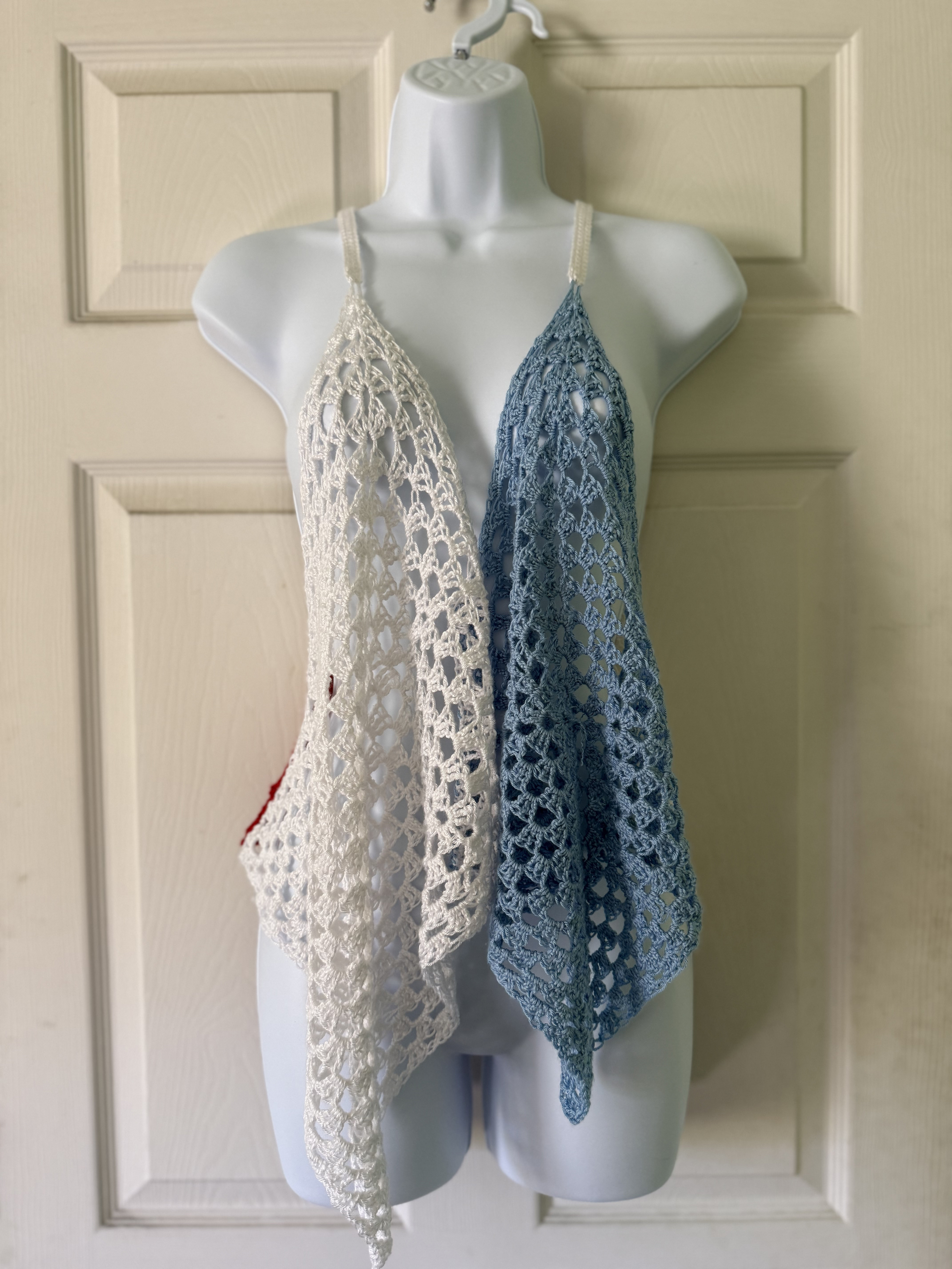 Crochet Handkercheif Blue & White
